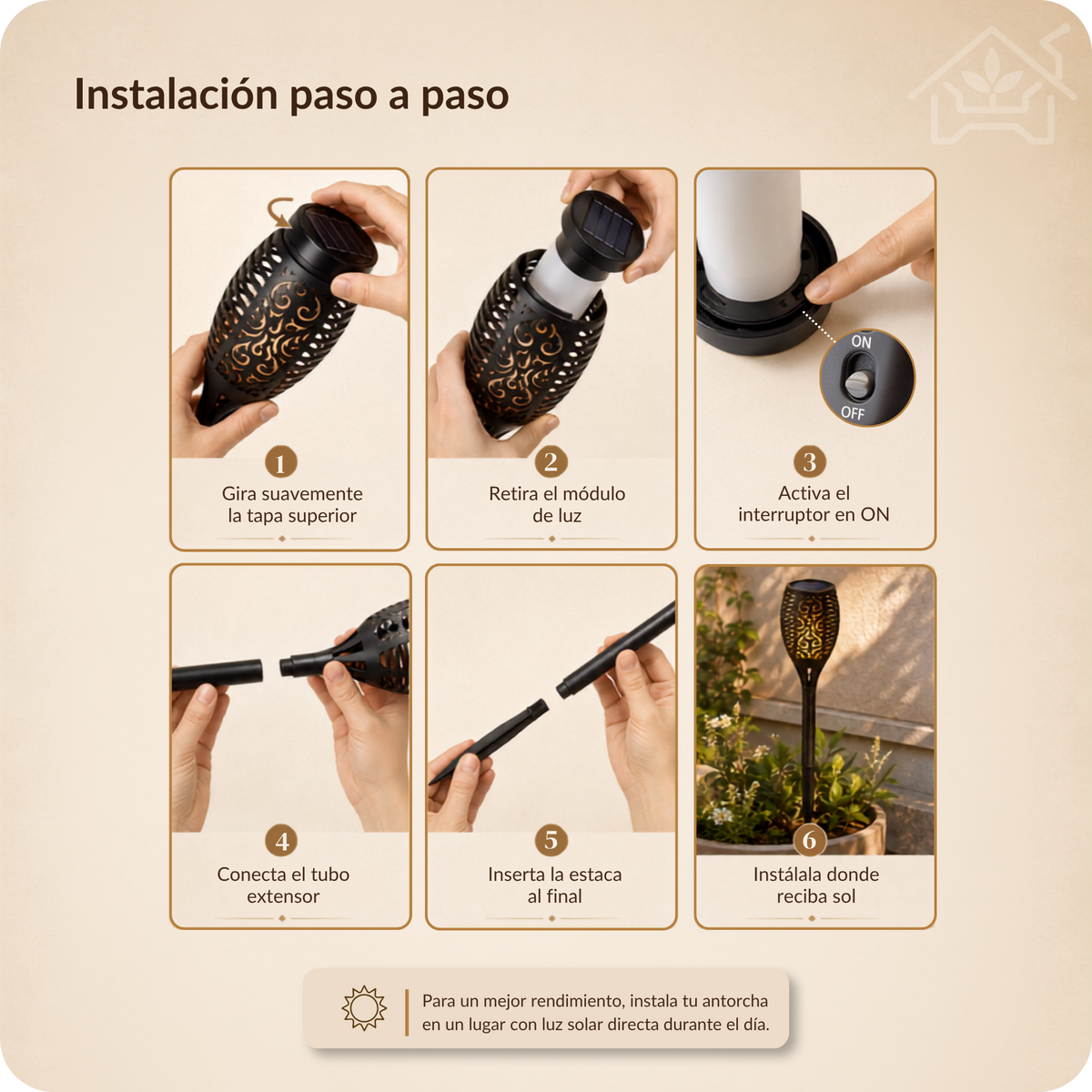 Estaca Solar Efecto Flama